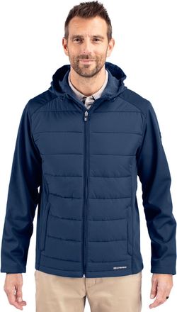 Cutter & Buck Evoke Hybrid Softshell Recycled Full Zip Mens Hooded Jacket