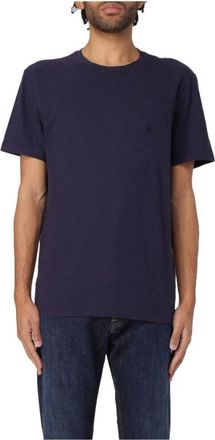 Dondup Tops, Heren, Blauw, M, Katoen, Flame Cotton Logo T-shirt