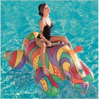 Trade Shop Trade Shop - Rinoceronte Fashion Cavalcabile Gigante 201 X 102 Cm Gonfiabile Multicolore