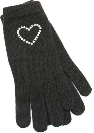 Portolano Crystal Embellished Heart Gloves in Dark Brown at Nordstrom Rack