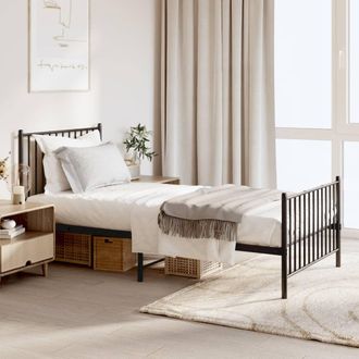 vidaXL Estructura Cama Sin Colch&oacute;n Con Estribo Metal Negro 90x190 Cm Vidaxl