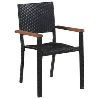 Berkfield Home Beautiful 5 Piece Outdoor Dining Set Poly Rattan & Acacia Wood Black