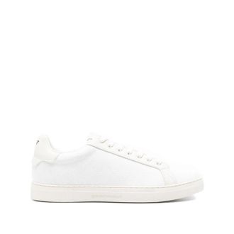 Emporio Armani Nylon Sneakers met Jacquard All-Over Eagle - Heren - Sneakers - Wit - 44 1/2 EU - Nylon - Schoenen