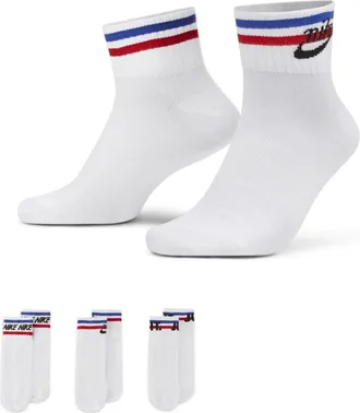 Nike Everyday Ankle Alphabet Logo Pattern Casual Sports Socks 3 Pairs White DX5080-100