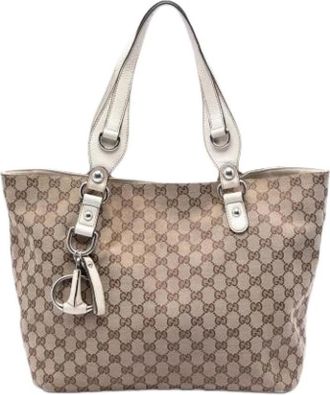 Gucci Pre-owned Canvas Tote - Dames - Vintage Shopper - Beige - ONE Size - Leer - Vintage