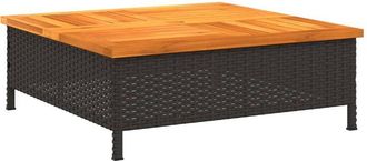 vidaXL Mesa De Jard&iacute;n Rat&aacute;n Y Madera De Acacia Negro 70x70x25 Cm Vidaxl