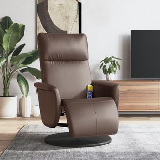 vidaXL Vidaxl - Sill&oacute;n Reclinable Masaje Con Reposapi&eacute;s Cuero Sint&eacute;tico Marr&oacute;n
