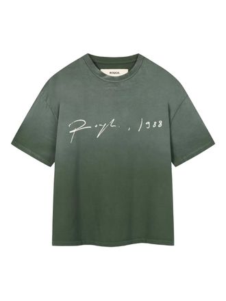 Rough. signature-print T-shirt - unisex - Cotton - L - Green