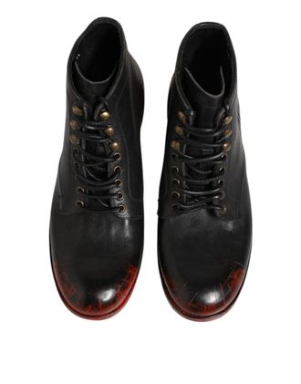 Dolce & Gabbana Mens Black Red Lace Up Short Ankle Boot Shoes And 100lf