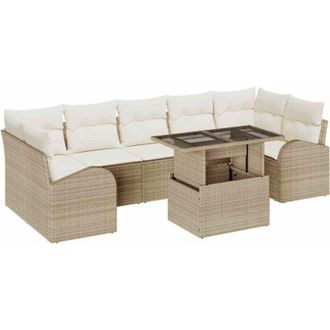 vidaXL Conjunto De Sof&aacute; De Jard&iacute;n Manual 8 Pcs Beige 100 X 55 X 73 Cm Vidaxl
