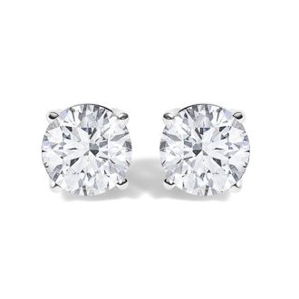 House of Brilliance 14K White Gold 1 1/10 Cttw Round Diamond Solitaire Stud Earrings