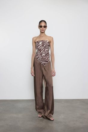 Enza Costa Washed Cupro Scarf Top In Wave Print