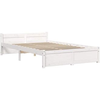 vidaXL Estructura De Cama Sin Colch&oacute;n Madera Maciza Blanco 120x190 Cm Vidaxl