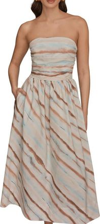 DKNY Watercolor Print Strapless Maxi Dress in Waterclr S at Nordstrom, Size 12