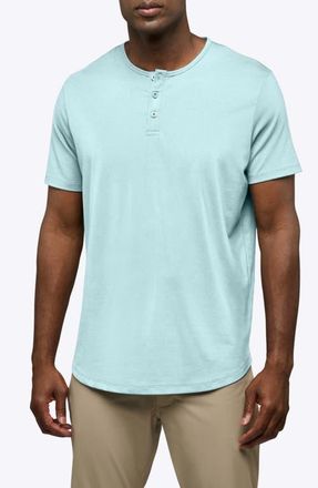 Cuts AO Curved Hem Short Sleeve Henley in Sterling Blue at Nordstrom, Size Xx-Large