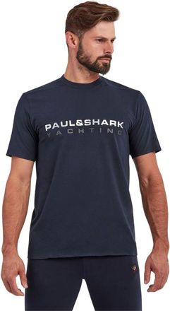 Paul & Shark Tops, Heren, Blauw, L, Katoen, Minimalistische Yachting T-shirt