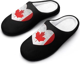 Generic I Love Canada Canadian Flag Funny Mens Slippers Cotton Warm House Shoes Memory Foam Sandals Print Size 7-14