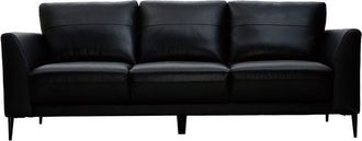 Miliboo Sof&aacute; Cuero 3 Plazas Negro Joplin - Cuero De B&uacute;falo