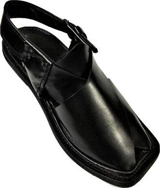 Generic Mens Elegant Design Peshawari Handmade Leather Sandal/Chappal/FlipFlop (11.5 UK, Black, numeric_11_point_5)