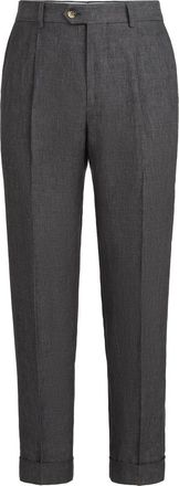 Brunello Cucinelli D&eacute;lav&eacute; linen trousers in Anthracite at Nordstrom, Size 56 It