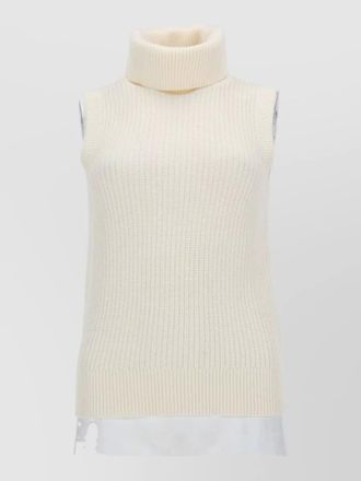 Michael Kors knit turtleneck top sleeveless ribbed texture