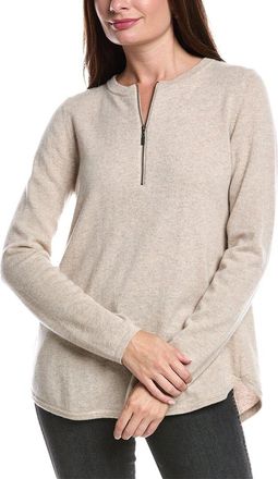 Forté Cashmere Pleat Back 1/4-Zip Cashmere Sweater