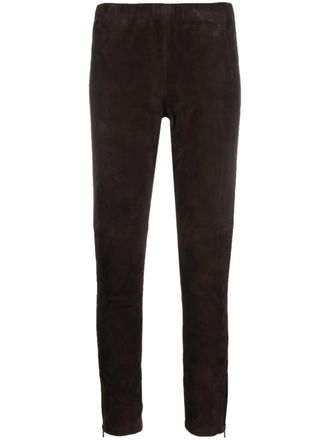 P.A.R.O.S.H. slim-fit suede trousers - Brown