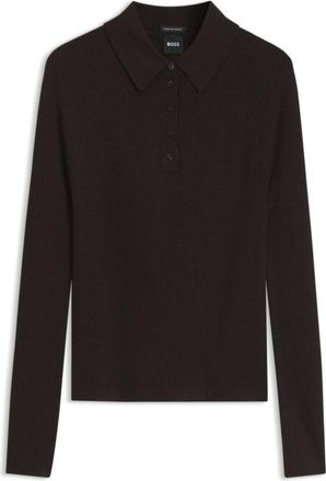 BOSS Fitted polo sweater in pure virgin wool