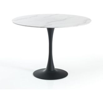 Oresteluchetta Oresteluchetta - Tavolo rotondo in vetro temprato finitura marmo cm. H.75 x &Oslash;.90