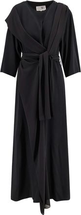 Maison Margiela Long Jersey Dress With Satin Inserts