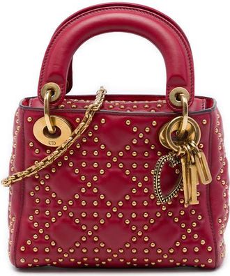 Dior Pre-owned Dior Mini Lambskin Cannage Studded Supple Lady Satchel Ladies 8L6W3WP7N08RJDTI