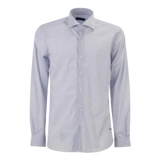 Fay Formal Shirts, male, Blue, Size: 2XL French Stretch Collar Shirt
