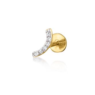RS Pure by Ross-Simons Diamond Curved Bar Single Flat-Back Stud Earring in 14kt Yellow Gold