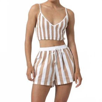 Lusana Donovan Poplin Short In Halo Stripe