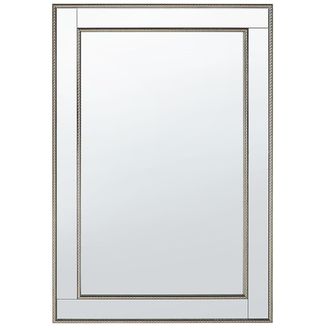 Beliani Beliani - Espejo De Pared 60 X 90 Cm Vertical Minimalista Art Deco Plata Antigua Para Dormitorio O Sal&oacute;n Fenioux