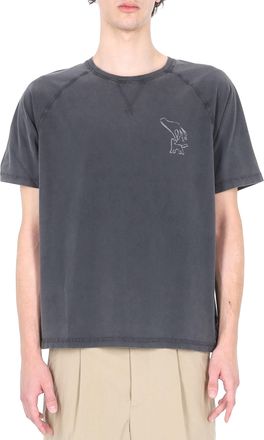 Maison Kitsun&eacute; Fountain Stamp Faded Cotton T-Shirt