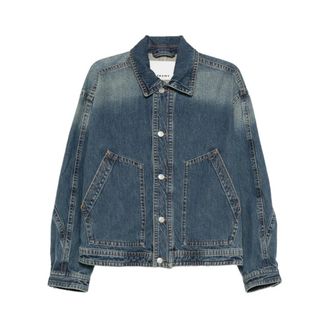 Isabel Marant Vervaagde Blauwe Polo Kraag Jas - Heren - Spijkerjassen - Blauw - L - Katoen - Jassen