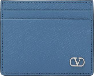 Valentino Garavani VLogo Signature Kaarthouder - Heren - Portefeuilles - Blauw - ONE Size - Leer - Accessoires