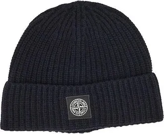 Stone Island Virgin wool beanie hat with logo patch Man One Size