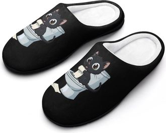 Generic Cat Please Mens Slippers Comfortable And Non-slip Cotton Slipper Shoe for House