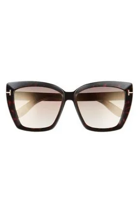 Tom Ford Scarlet-02 57mm Square Sunglasses in Dark Havana /Brown Mirror at Nordstrom Rack