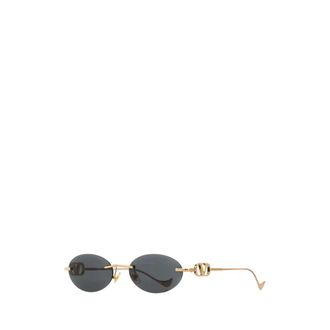 Valentino Garavani Sunglasses, female, Yellow, Size: ONE SIZE VLogo 53mm Metal Oval Sunglasses