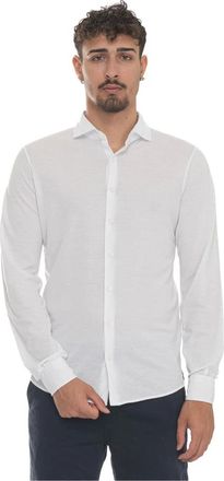 Gran Sasso Overhemden, Heren, Wit, S, Katoen, Franse Hals Textuur Polo Shirt