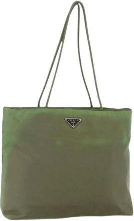 Prada Pre-owned Tote Bags, female, Green, Size: ONE SIZE Pre-owned Nylon Tote Bag
