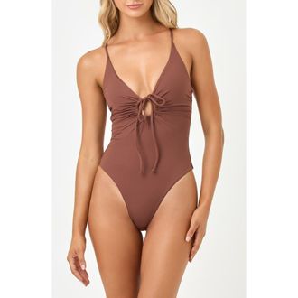 L*Space Piper Keyhole One-Piece Swimsuit in Cafe at Nordstrom, Size X-Small