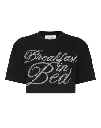 Philipp Plein Cropped T-Shirt Breakfast In Bed Crystal