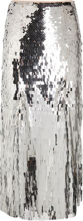 Self Portrait Sequin-embellished Tulle Midi Skirt - Silver - 12 (UK12 / M)