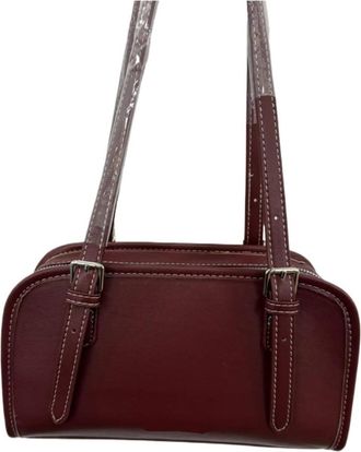 Generic Compatible For Womens Handbag Underarm Single Shoulder Bag Simple Stylish Trendy Versatile Polyester Lining PU Material(Wine red)