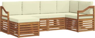 vidaXL Conjunto De Sof&aacute;s De Exterior 6 Uds. Natural Y Crema Poli&eacute;ster Vidaxl