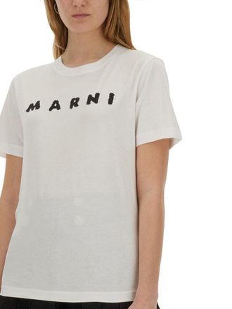 Marni Logo Cotton Knit T-Shirt - White